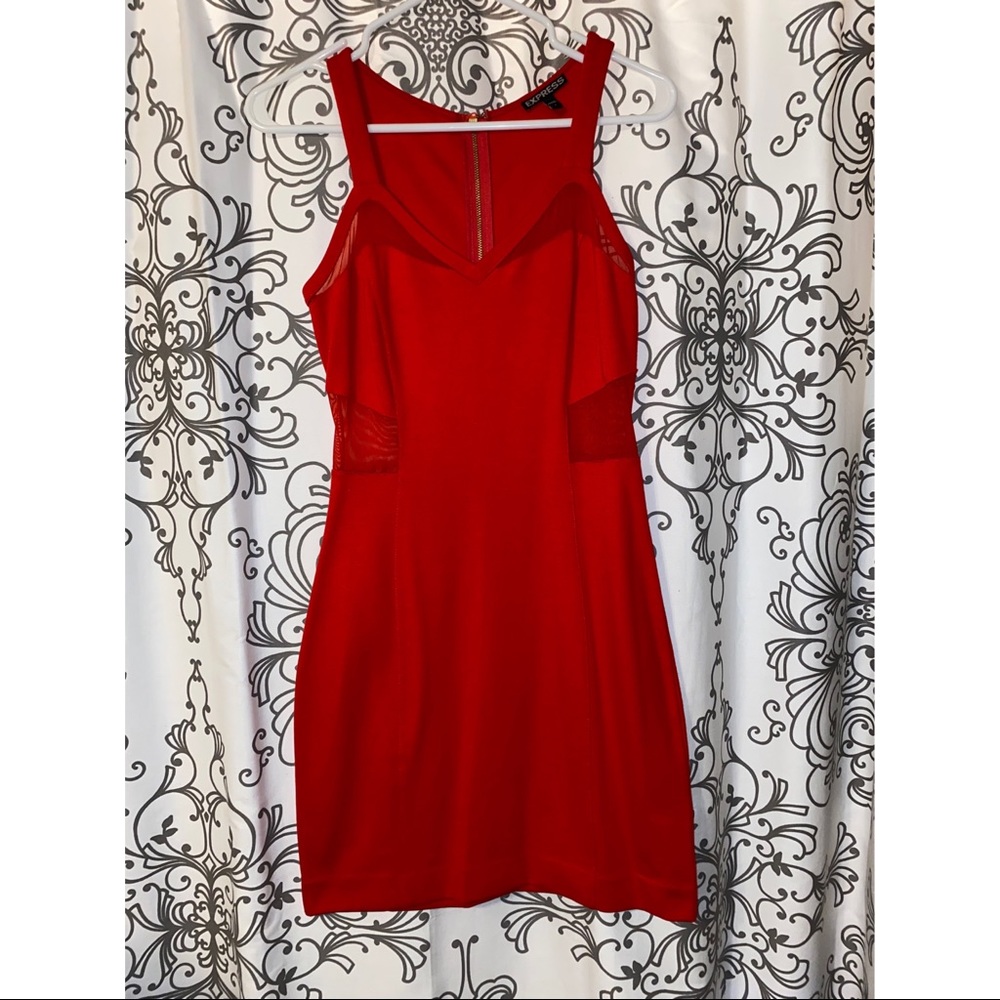 Red Express dress with mesh detailing